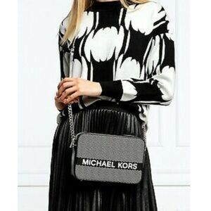 Michael Kors Jet Set Large East West Crossbody Bag Black/White